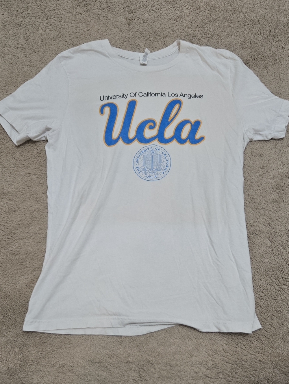 Bella Canvas White UCLA Graphic Tee with Blue and Gold Logo